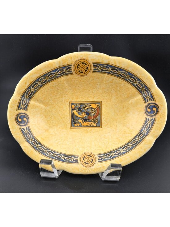 Royal Tara Other - Royal Tara Irish Treasures Oval Bowl Celtic Knot 7x 5.25" Yellow & Blue Ireland